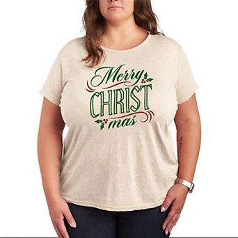 Plus Size Merry Christmas Classic Script Graphic Tee