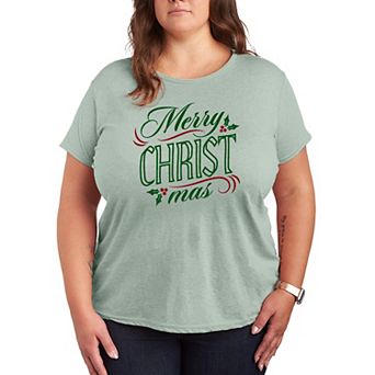 Plus Size Merry Christmas Classic Script Graphic Tee