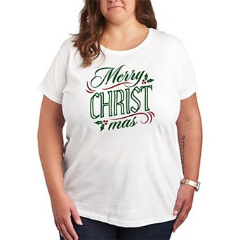 Plus Size Merry Christmas Classic Script Graphic Tee