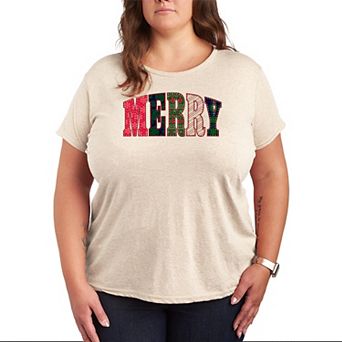 Plus Size Merry Holiday Patterns Graphic Tee