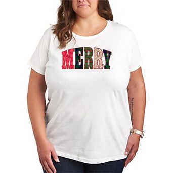 Plus Size Merry Holiday Patterns Graphic Tee