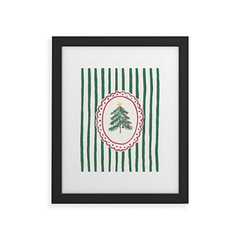 Society6 Striped Christmas Tree Framed Wall Art Print