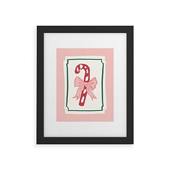 Society6 Candy Cane Bow Framed Wall Art Print