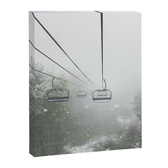 Society6 Ski Lift Snow Foggy Forest Canvas Wall Art