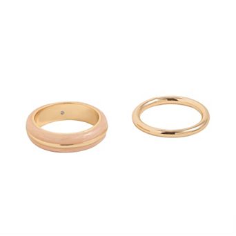 LC Lauren Conrad Gold Tone Polished Enamel Marbled Ring Set