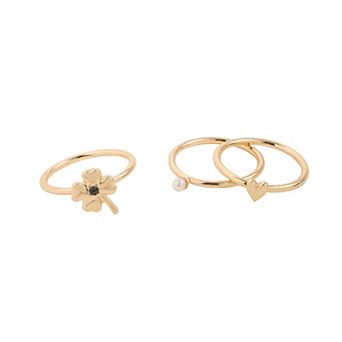 LC Lauren Conrad Gold Tone Polished Icons 3 pc Ring Set