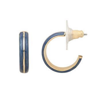 LC Lauren Conrad Gold Tone Polished Enamel Metal Hoop Earrings