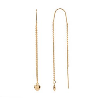 LC Lauren Conrad Gold Tone Polished Dainty Heart Threader Earrings