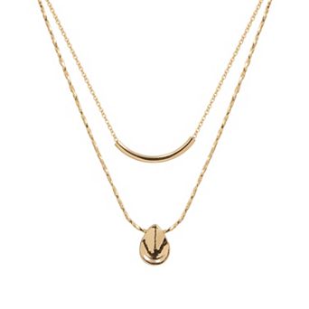 LC Lauren Conrad Gold Tone Tube & Teardrop Layered Necklace