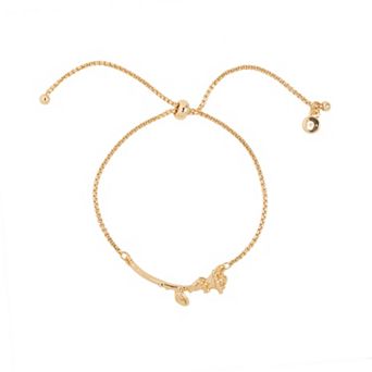 LC Lauren Conrad Gold Tone Bella Rose Pull Tie Bracelet