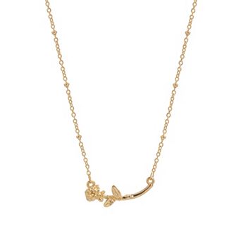 LC Lauren Conrad Gold Tone Polished Bella Rose Necklace