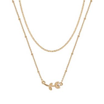 LC Lauren Conrad Gold Tone Bella Rose Short Layered Necklace