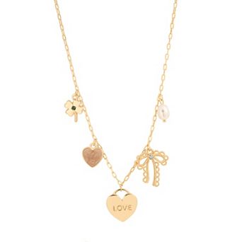 LC Lauren Conrad Gold Tone Lucky In Love Polished Statement Necklace