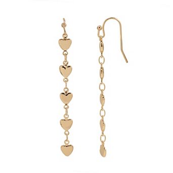 LC Lauren Conrad Gold Tone Polished Heart Drop Earrings