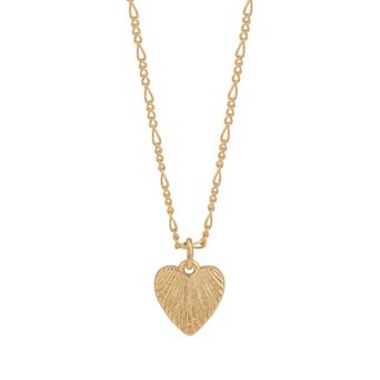 LC Lauren Conrad Gold Tone Textured Heart Short Pendant Necklace