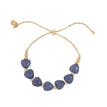 LC Lauren Conrad Gold Tone Polished Bubble Heart Pull Tie Bracelet
