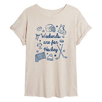 Juniors' Weekends Are For Hockey Oversized Tee