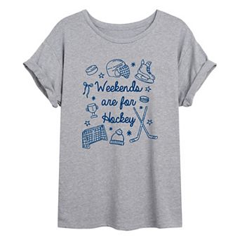Juniors' Weekends Are For Hockey Oversized Tee