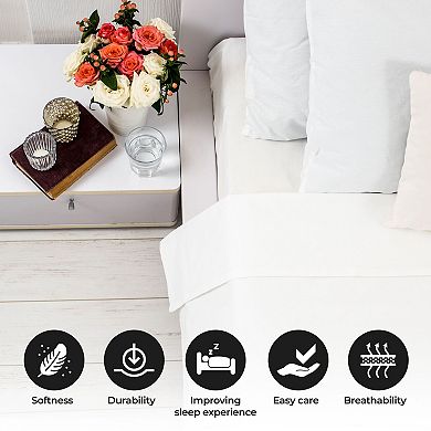 SUPERIOR Cotton Rich Percale Flat Bed Sheet Set of 12
