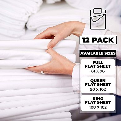 SUPERIOR Cotton Rich Percale Flat Bed Sheet Set of 12