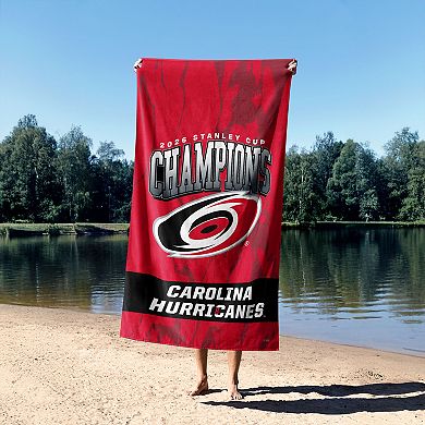 Carolina Hurricanes 2026 Stanley Cup Champions Marbleize Beach Towel
