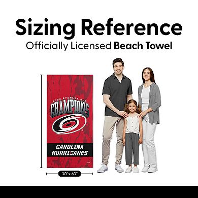Carolina Hurricanes 2026 Stanley Cup Champions Marbleize Beach Towel