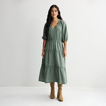 Women's Sonoma Goods For Life® Balloon Sleeve Long Tiered Dress