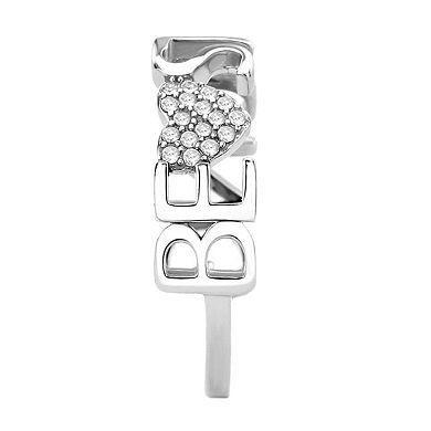 Alamode Be Strong Stainless Steel Cubic Zirconia Heart Ring