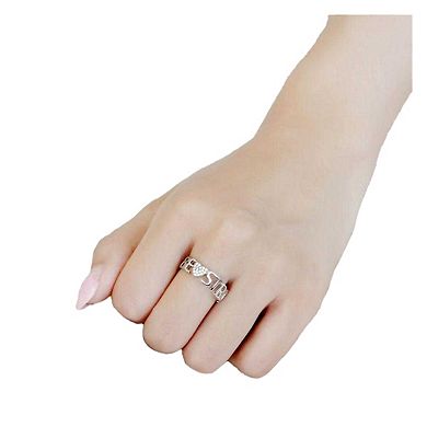 Alamode Be Strong Stainless Steel Cubic Zirconia Heart Ring