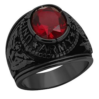 Alamode Army Black Ion Plating Synthetic Glass Ring