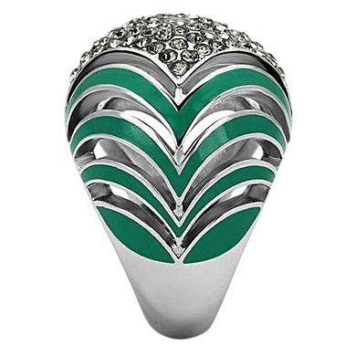 Alamode Black Diamond Crystal Domed Ring