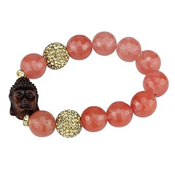 Alamode Antique Synthetic Onyx Buddha Bracelet