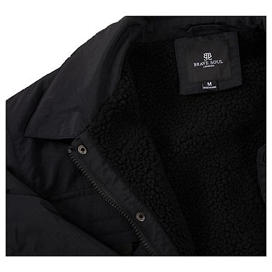Brave Soul Mens Pearson Borg Lined Zipped Shacket