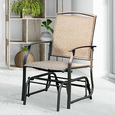 Costway Patio Swing Single Glider Chair Rocking Seating Steel Frame Garden