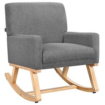 Costway Fabric Rocking Chair Upholstered Mid Century Accent Armchair