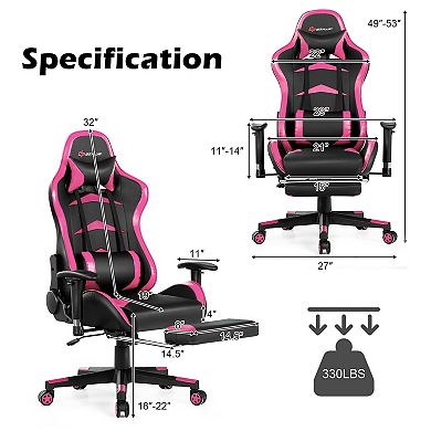 Costway Office Massage Gaming Chair Reclining Swivel Racing with Footrest