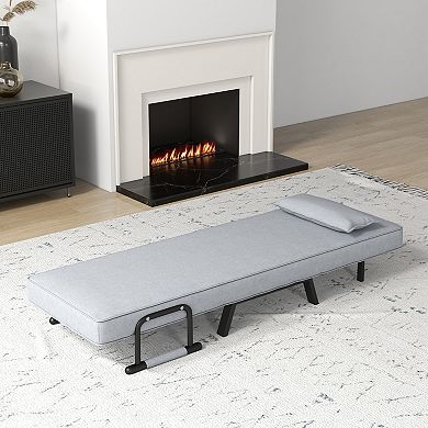 Costway Folding 6 Position Convertible Sleeper Bed Armchair Lounge Couch w/ Pillow