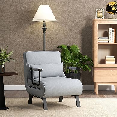 Costway Folding 6 Position Convertible Sleeper Bed Armchair Lounge Couch w/ Pillow