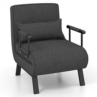 Costway Folding 6 Position Convertible Sleeper Bed Armchair Lounge Couch w/ Pillow