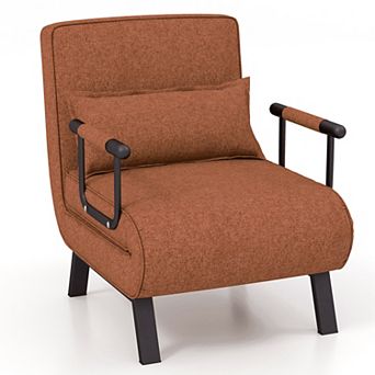 Costway Folding 6 Position Convertible Sleeper Bed Armchair Lounge Couch w/ Pillow