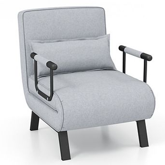 Costway Folding 6 Position Convertible Sleeper Bed Armchair Lounge Couch w/ Pillow