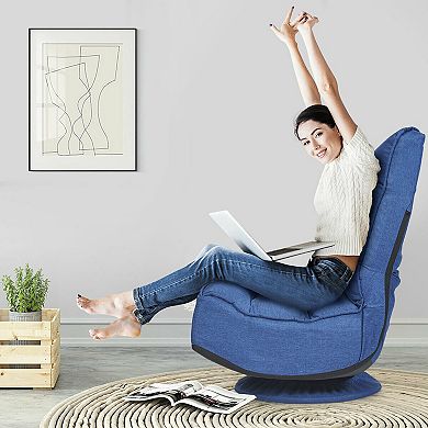 Costway Gaming Chair Fabric 6-Position Folding Lazy Sofa 360 Degree Swivel