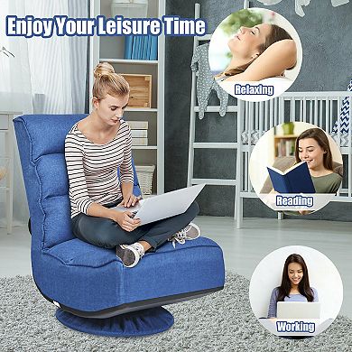 Costway Gaming Chair Fabric 6-Position Folding Lazy Sofa 360 Degree Swivel