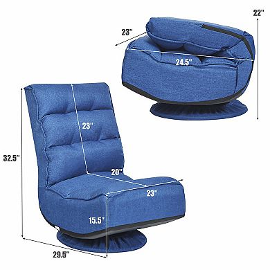 Costway Gaming Chair Fabric 6-Position Folding Lazy Sofa 360 Degree Swivel