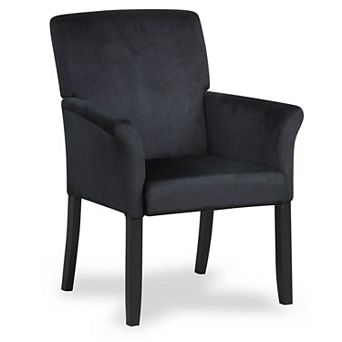 Costway Fabric Executive Guest Chair Reception Waiting Room Arm Chair with Rubber Wood Legs