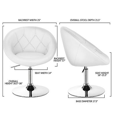 Costway 1PC Adjustable Modern Swivel Round Tufted Back Accent Chair PU Leather