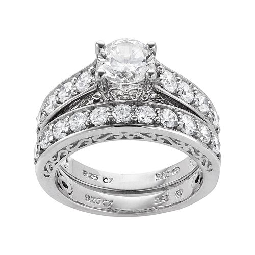 DiamonLuxe Sterling Silver 3.29ct. T.W. Simulated Diamond Ring Set