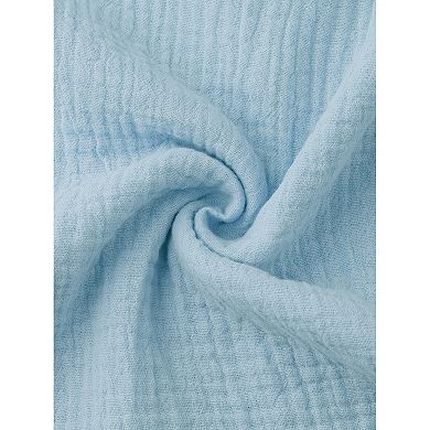Women's Bathrobe Wearable Hooded Button Down Robe with Pocket Cotton Mid-Length Pajama Robe