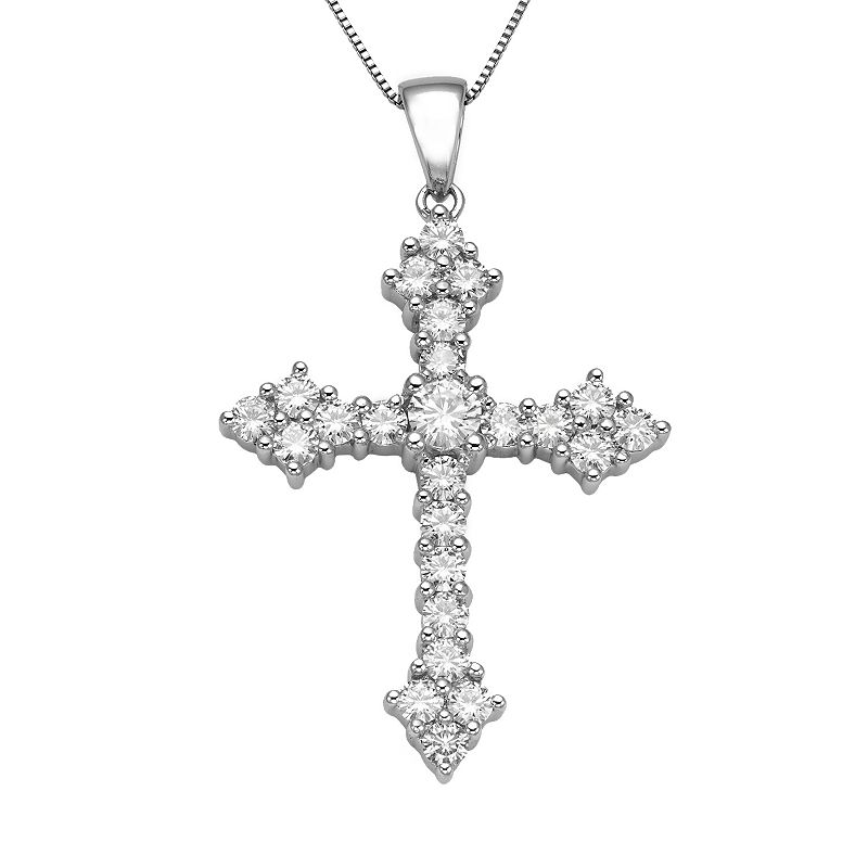 DiamonLuxe Sterling Silver 2-ct. T.W. Simulated Diamond Cross Pendant, Wome