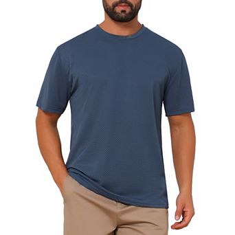 Men's Textured T Shirt Short Sleeve Crewneck Casual Business Summer Tee Shirts